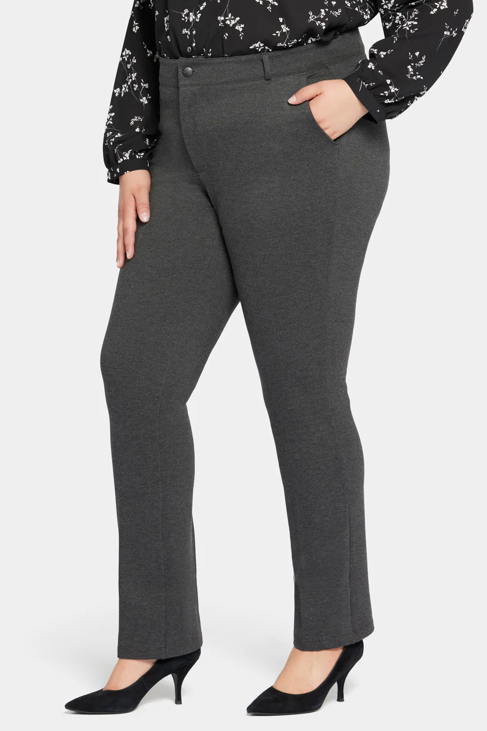 Classic Trouser Pants In Plus Size - Charcoal Heathered - Image 3