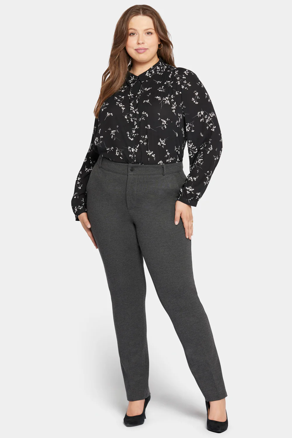 Classic Trouser Pants In Plus Size - Charcoal Heathered - Image 4