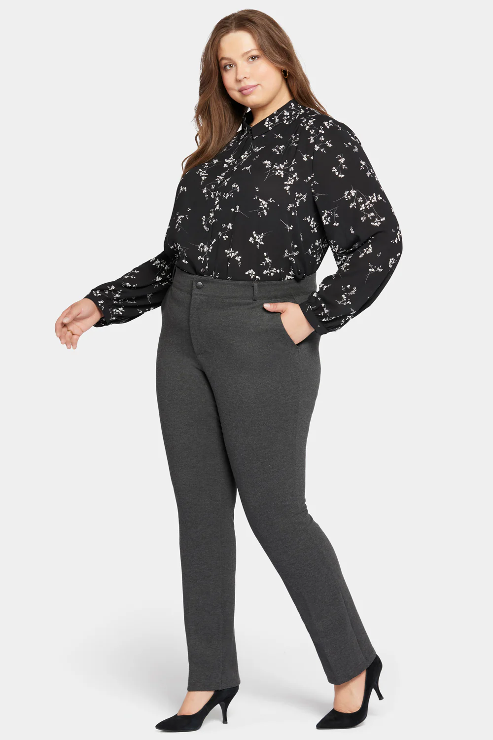 Classic Trouser Pants In Plus Size - Charcoal Heathered - Image 5
