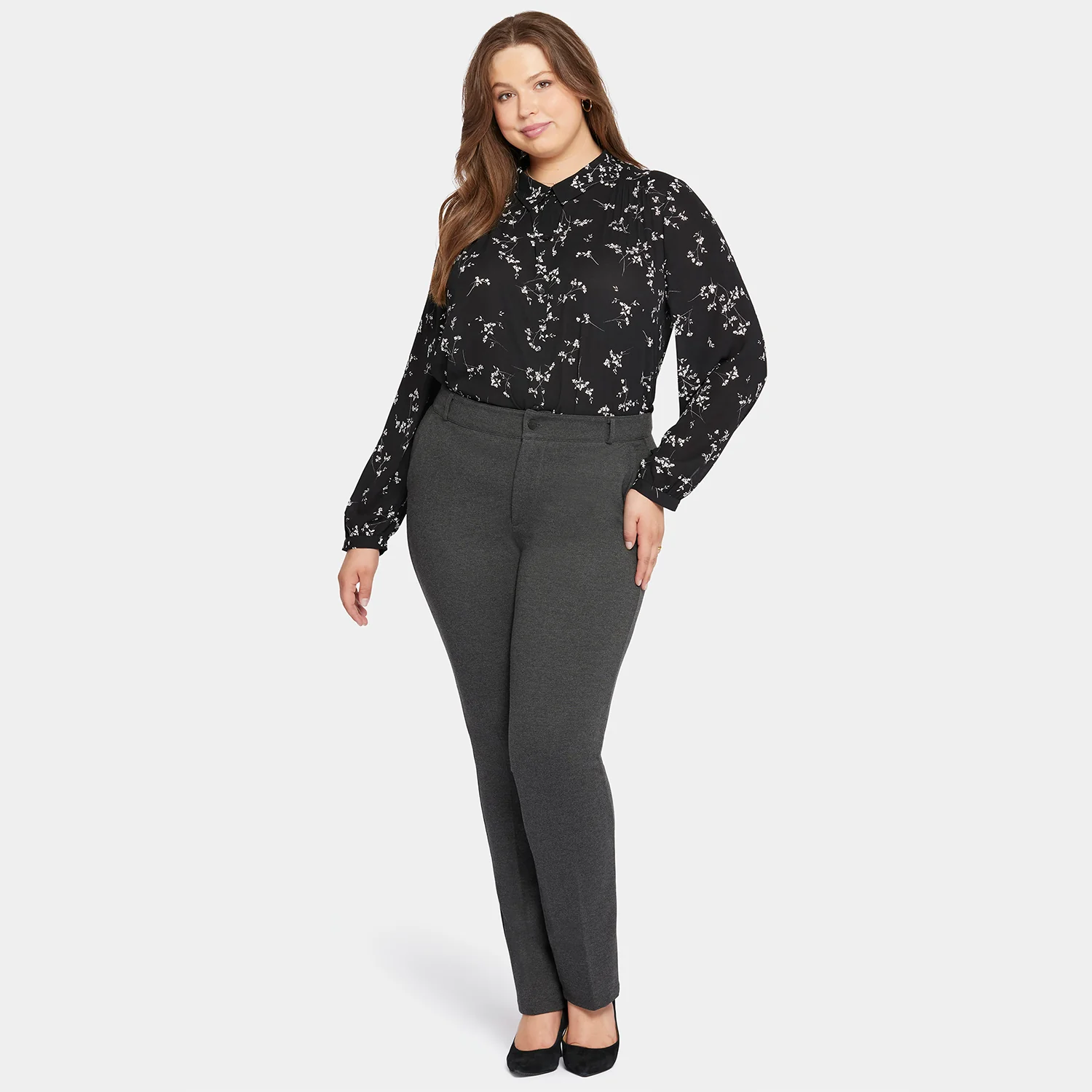 Classic Trouser Pants In Plus Size - Charcoal Heathered - Image 7