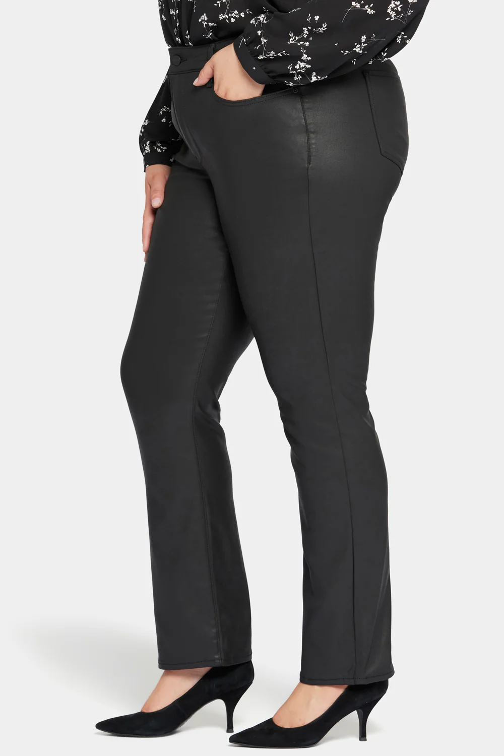 Coated Marilyn Straight Jeans In Plus Size - Black Coated - Image 3
