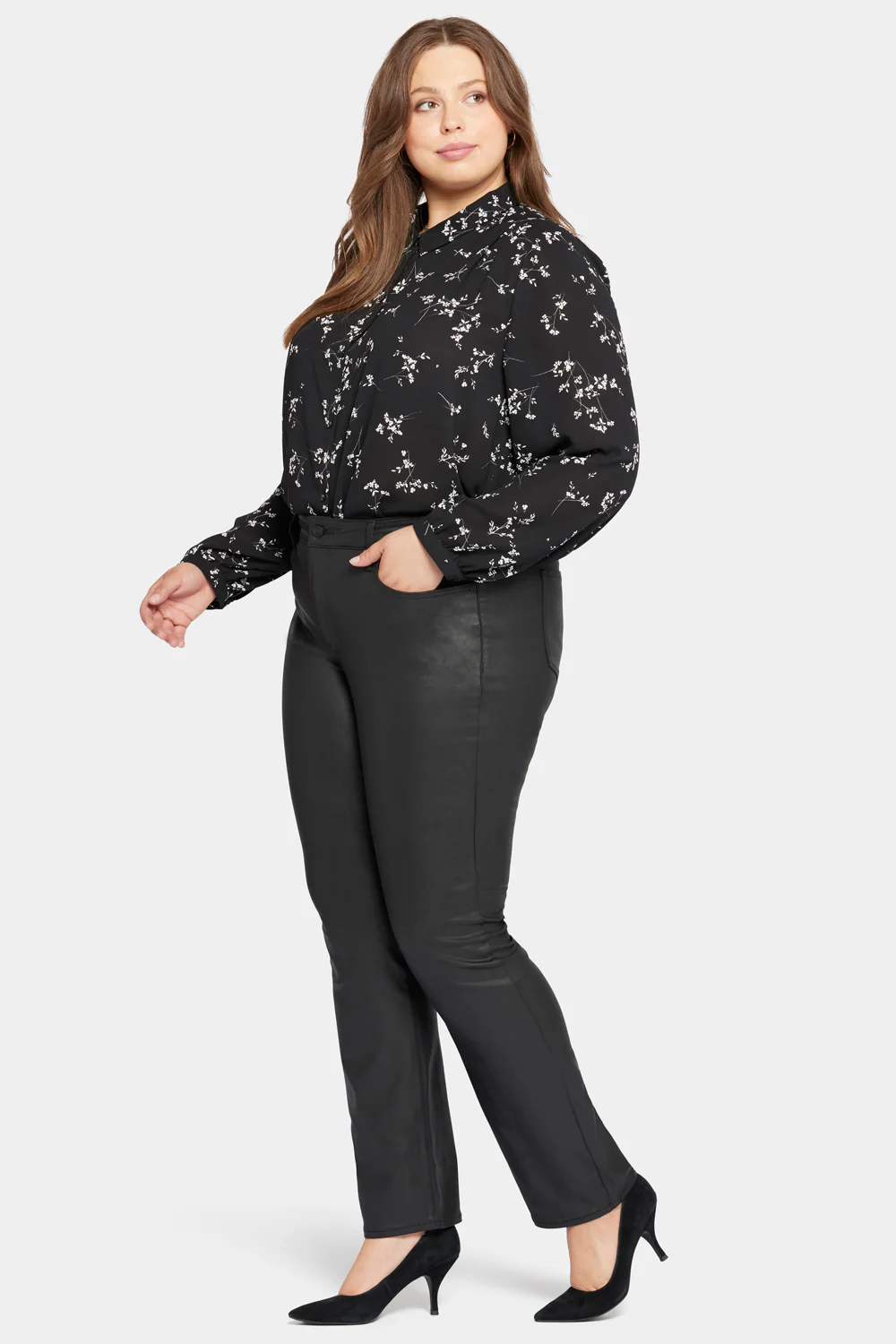 Coated Marilyn Straight Jeans In Plus Size - Black Coated - Image 5