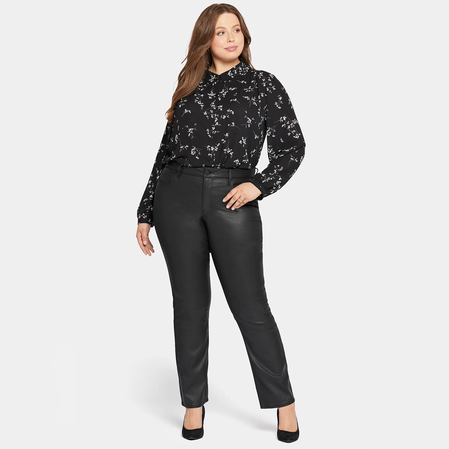 Coated Marilyn Straight Jeans In Plus Size - Black Coated - Image 7