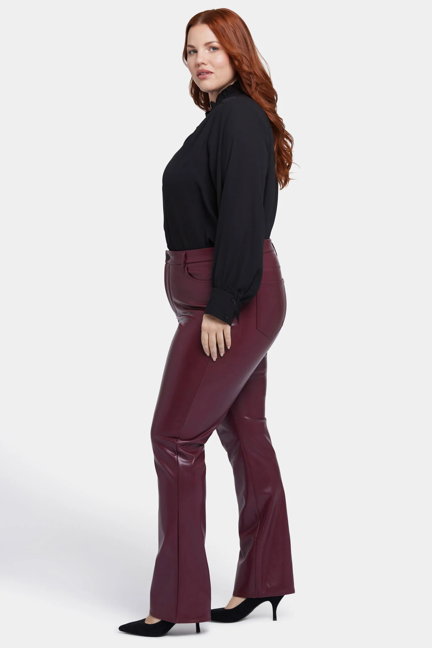 Faux Leather Marilyn Straight Pants In Plus Size - Tavern - Image 5
