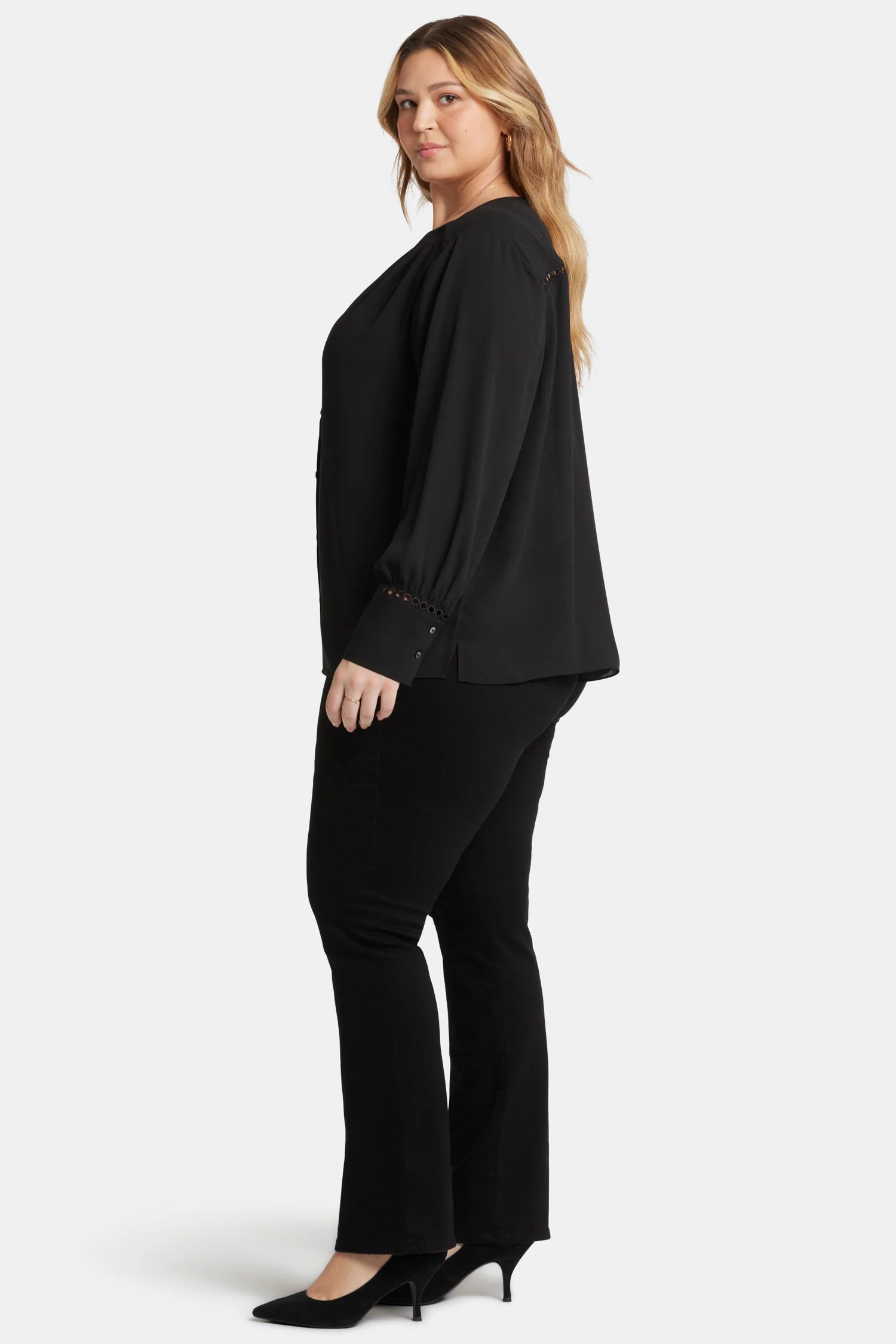 Liliana Peasant Blouse In Plus Size - Black - Image 3