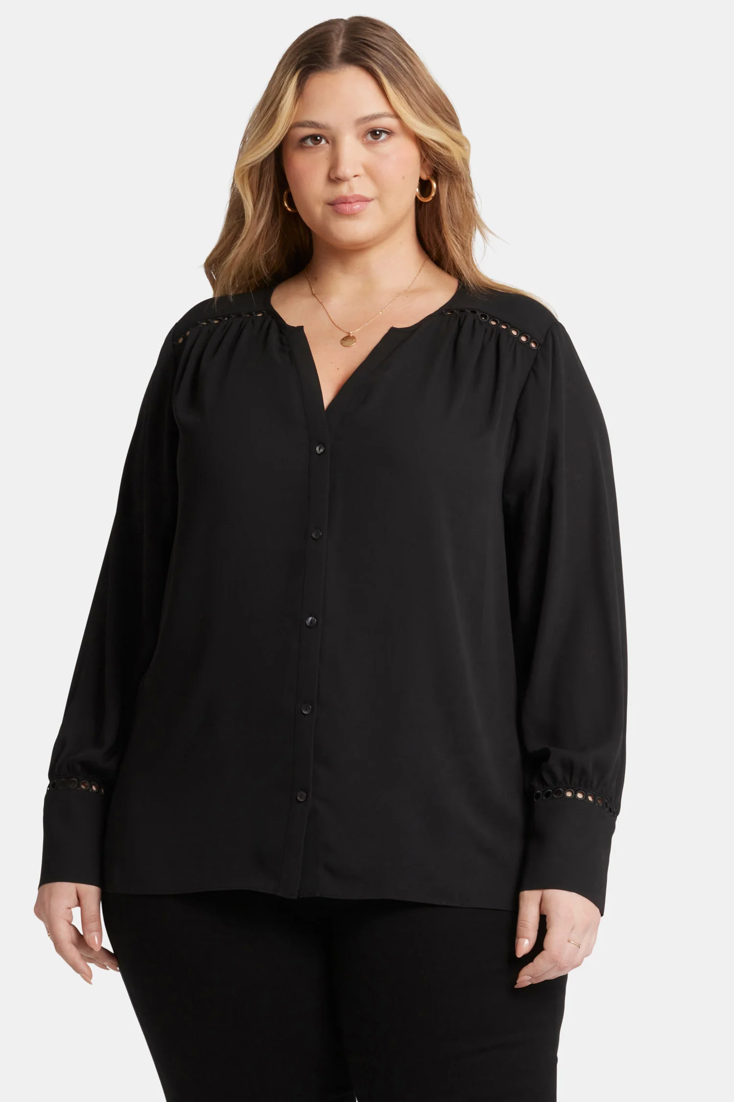 Liliana Peasant Blouse In Plus Size - Black - Image 4