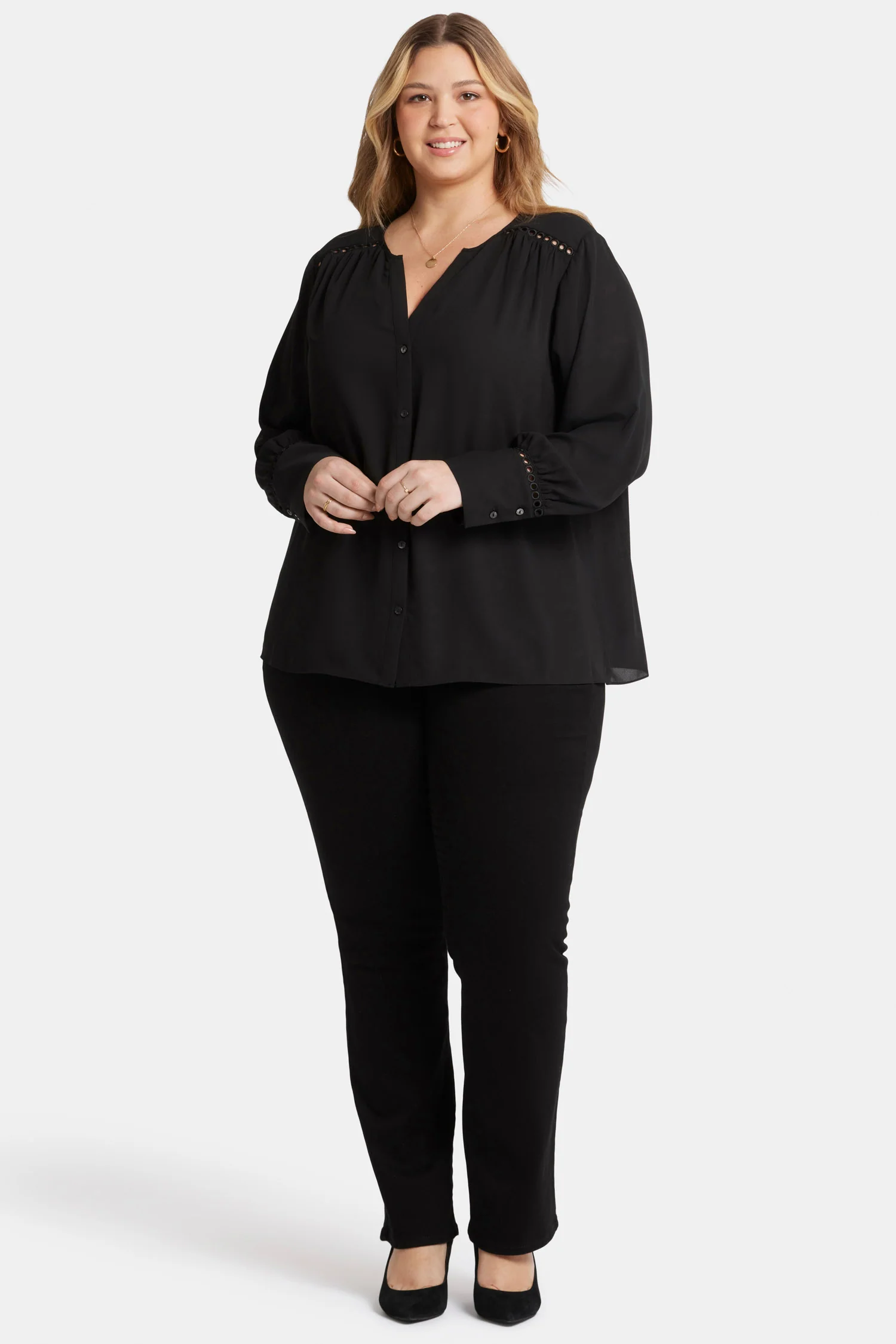 Liliana Peasant Blouse In Plus Size - Black - Image 5