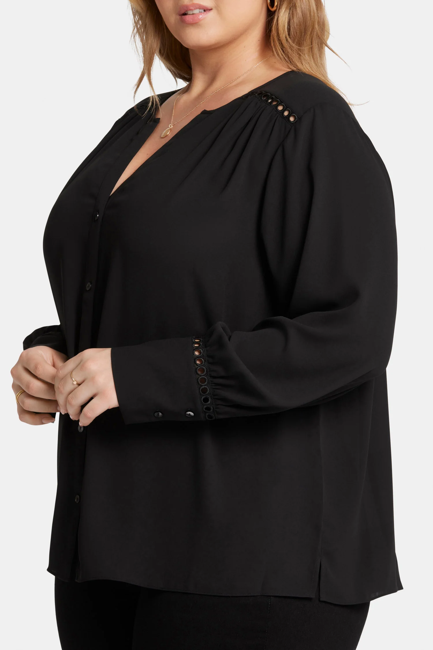 Liliana Peasant Blouse In Plus Size - Black - Image 6