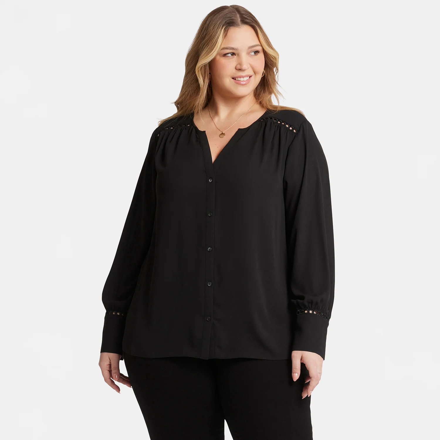 Liliana Peasant Blouse In Plus Size - Black - Image 7