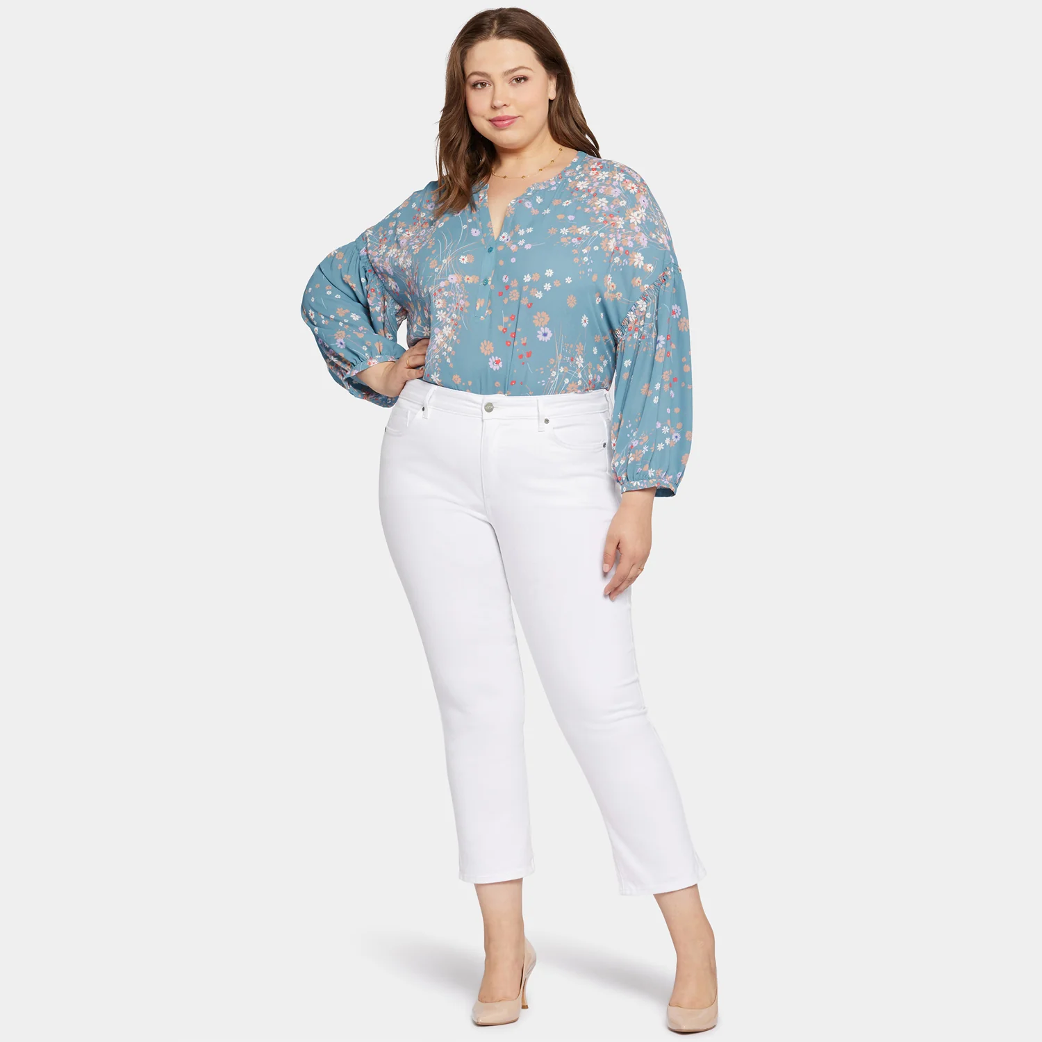 Marilyn Straight Ankle Jeans In Plus Size - Optic White - Image 7
