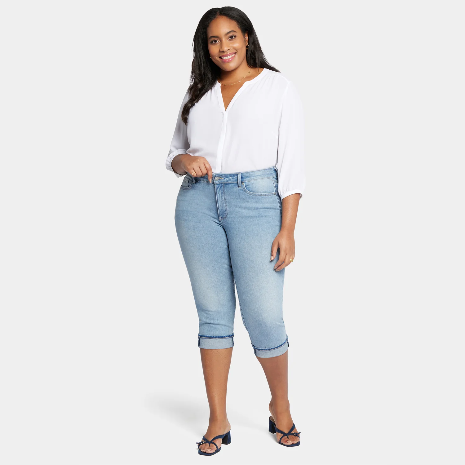 Marilyn Straight Crop Jeans In Plus Size - Afterglow - Image 7