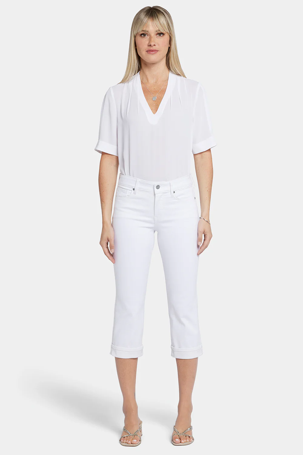 Marilyn Straight Crop Jeans - Optic White - Image 4