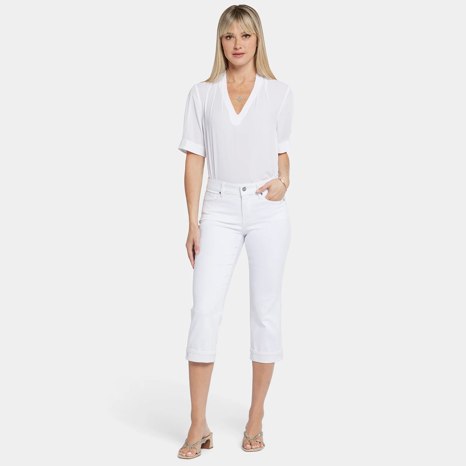 Marilyn Straight Crop Jeans - Optic White - Image 7