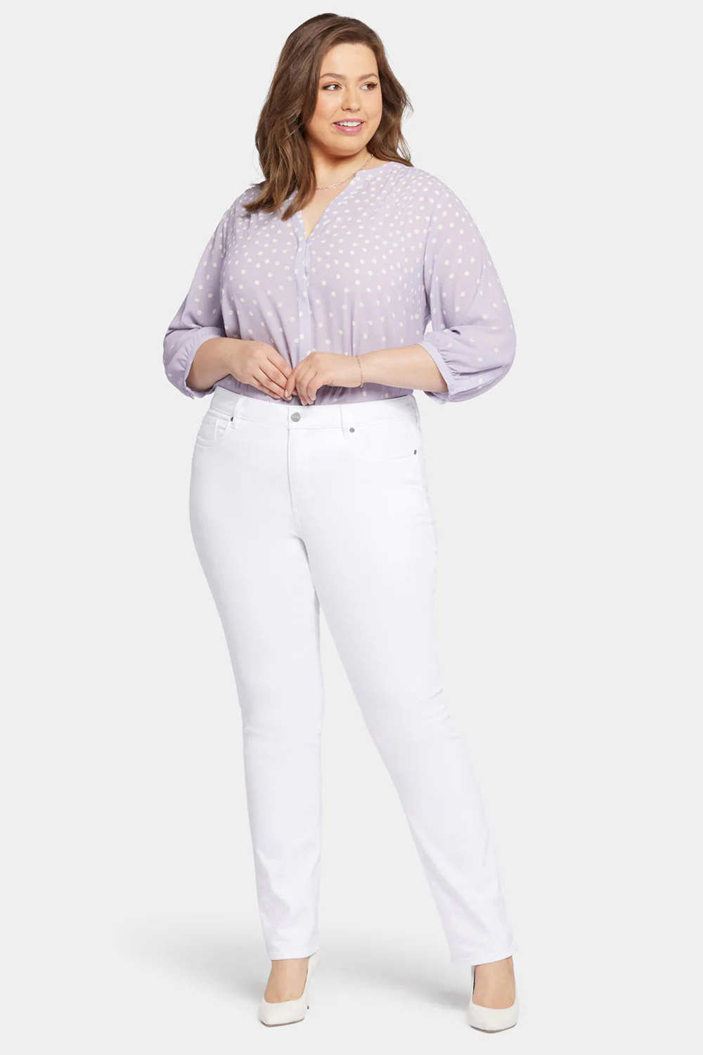 Marilyn Straight Jeans In Plus Size - Optic White - Image 4