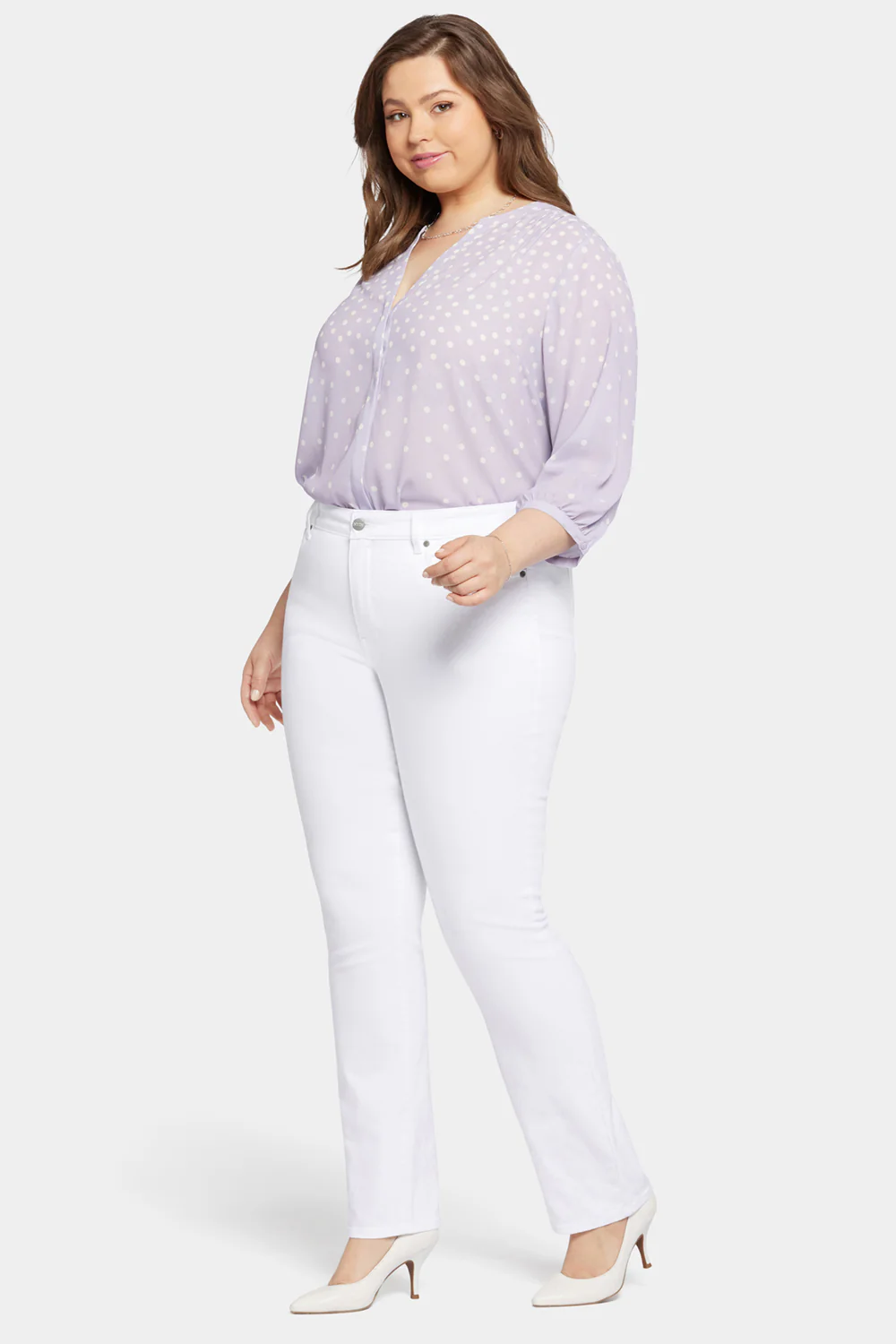 Marilyn Straight Jeans In Plus Size - Optic White - Image 5