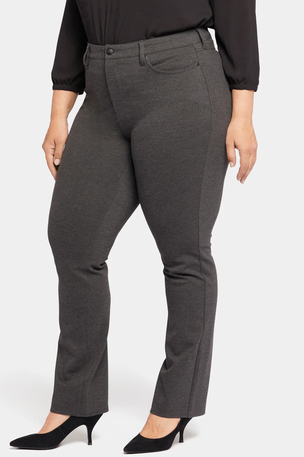 Marilyn Straight Pants In Plus Size - Charcoal Heathered - Image 3
