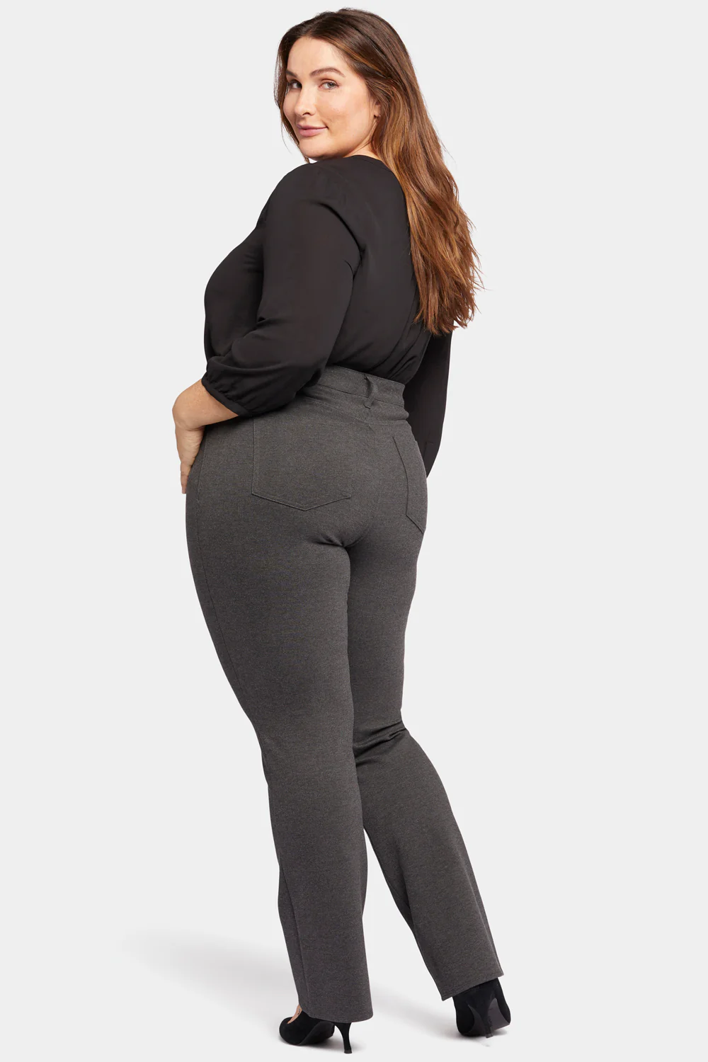 Marilyn Straight Pants In Plus Size - Charcoal Heathered - Image 6