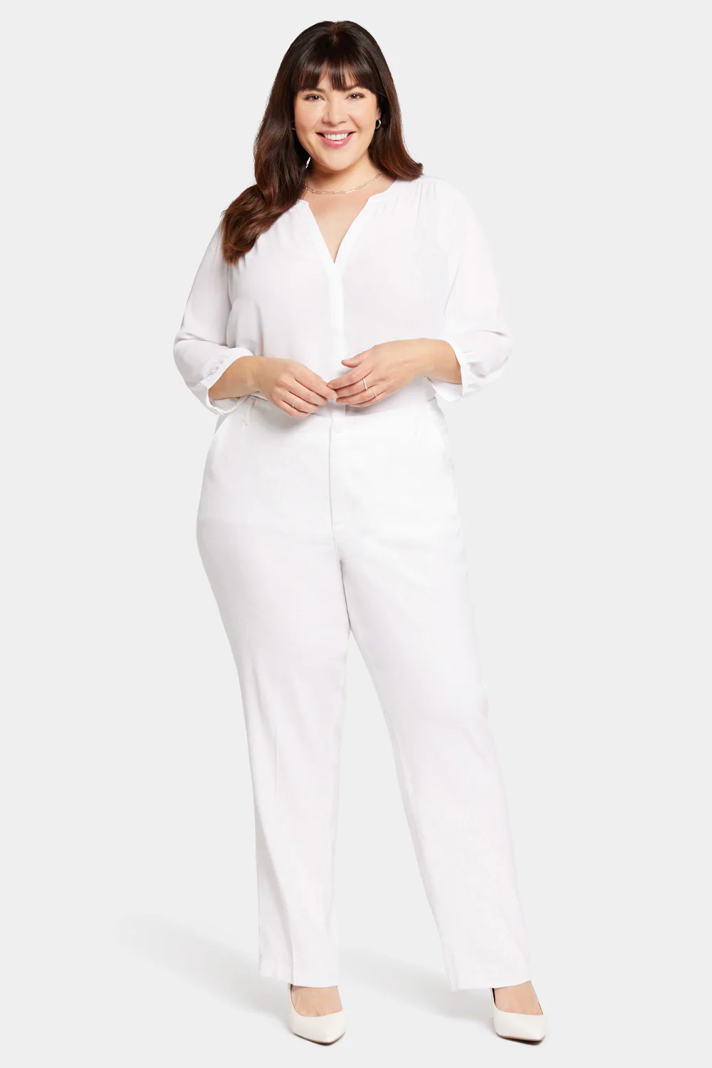 Marilyn Straight Pants In Plus Size - Optic White - Image 4