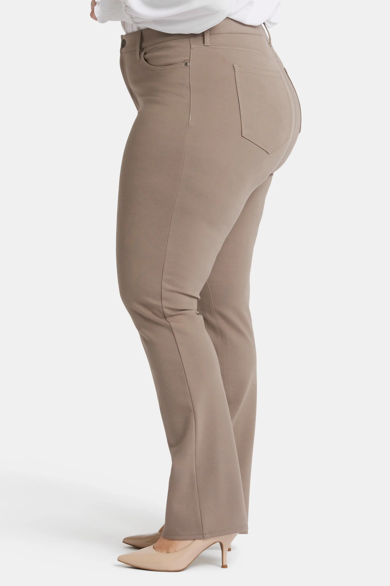 Marilyn Straight Pants In Plus Size - Saddlewood - Image 3