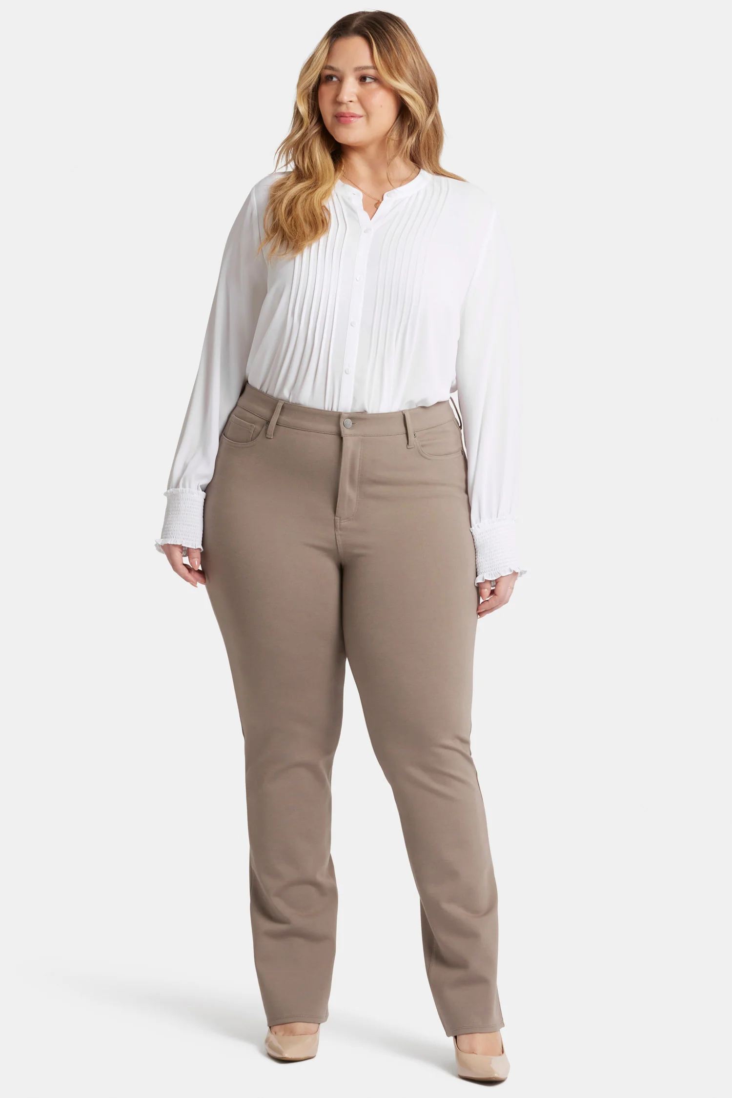 Marilyn Straight Pants In Plus Size - Saddlewood - Image 4