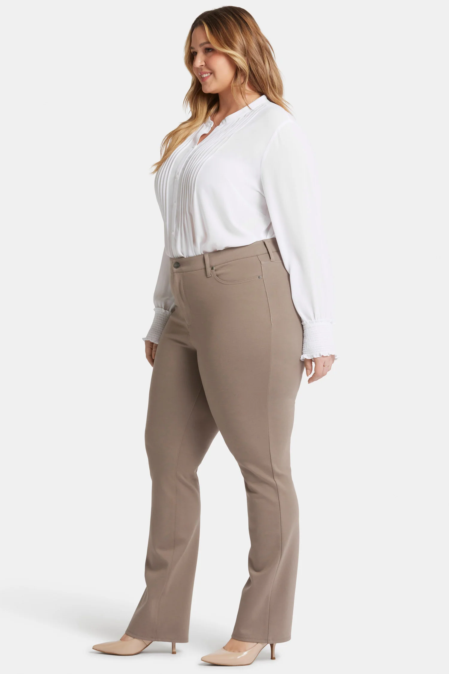 Marilyn Straight Pants In Plus Size - Saddlewood - Image 5