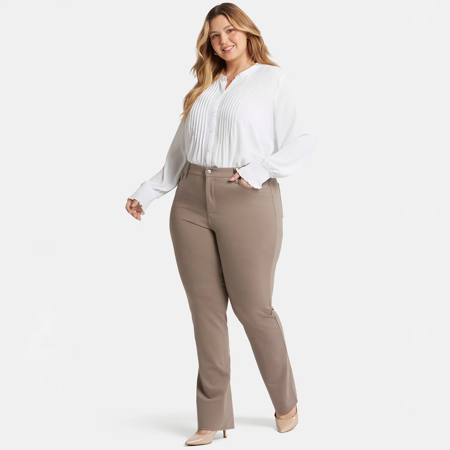 Marilyn Straight Pants In Plus Size - Saddlewood - Image 7