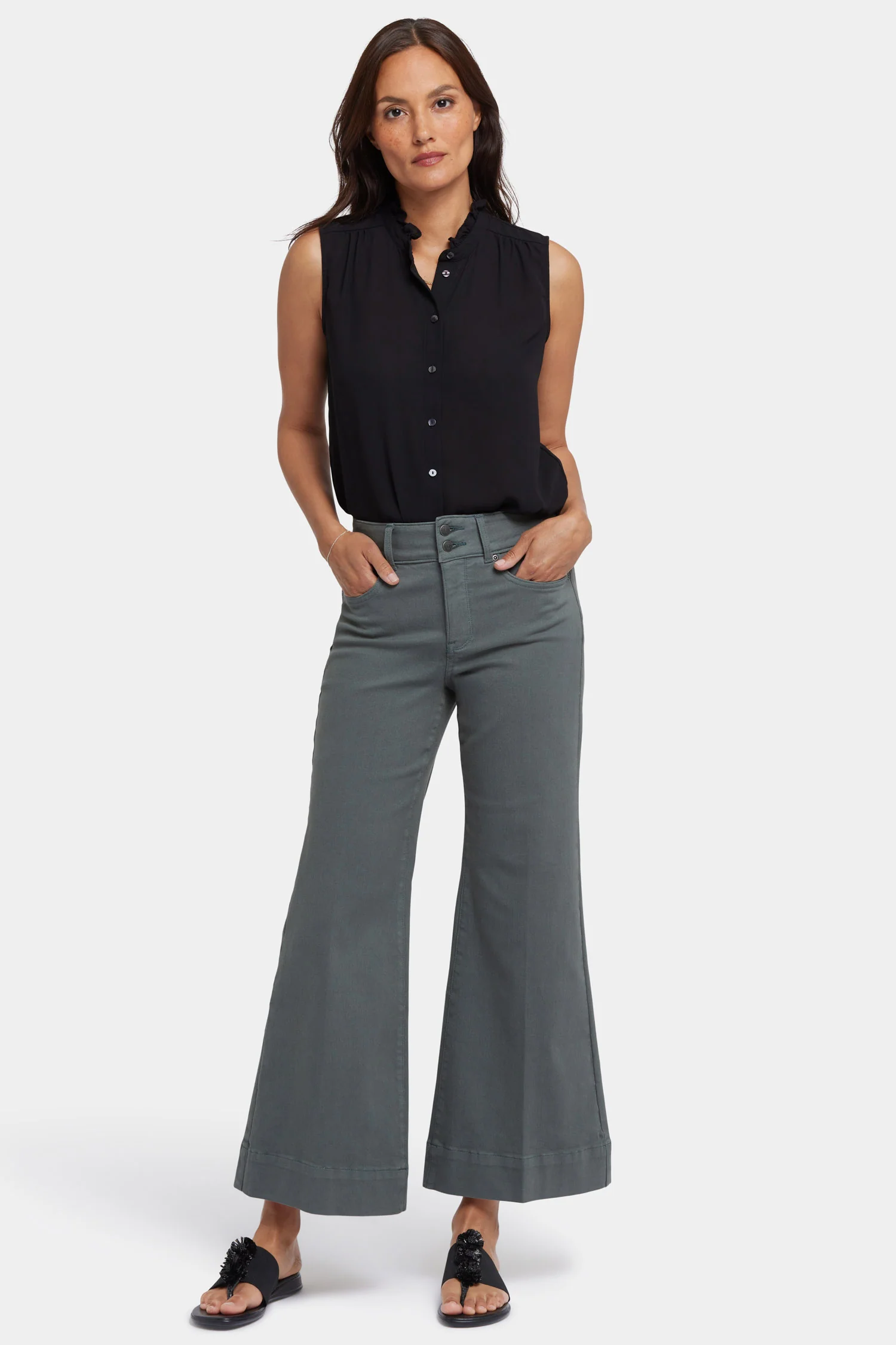 Mia Palazzo Ankle Jeans - Sage Leaf - Image 5
