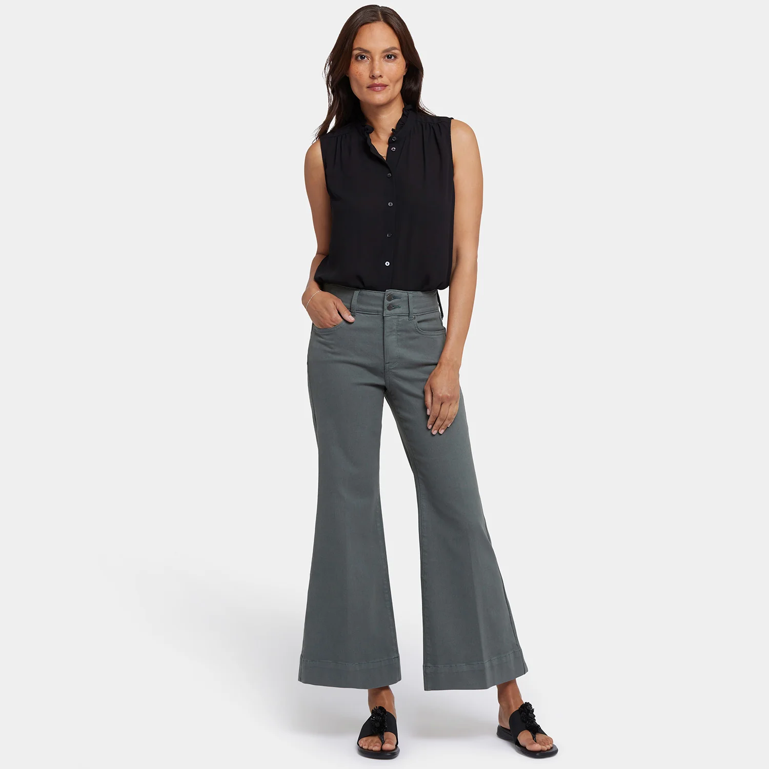 Mia Palazzo Ankle Jeans - Sage Leaf - Image 7