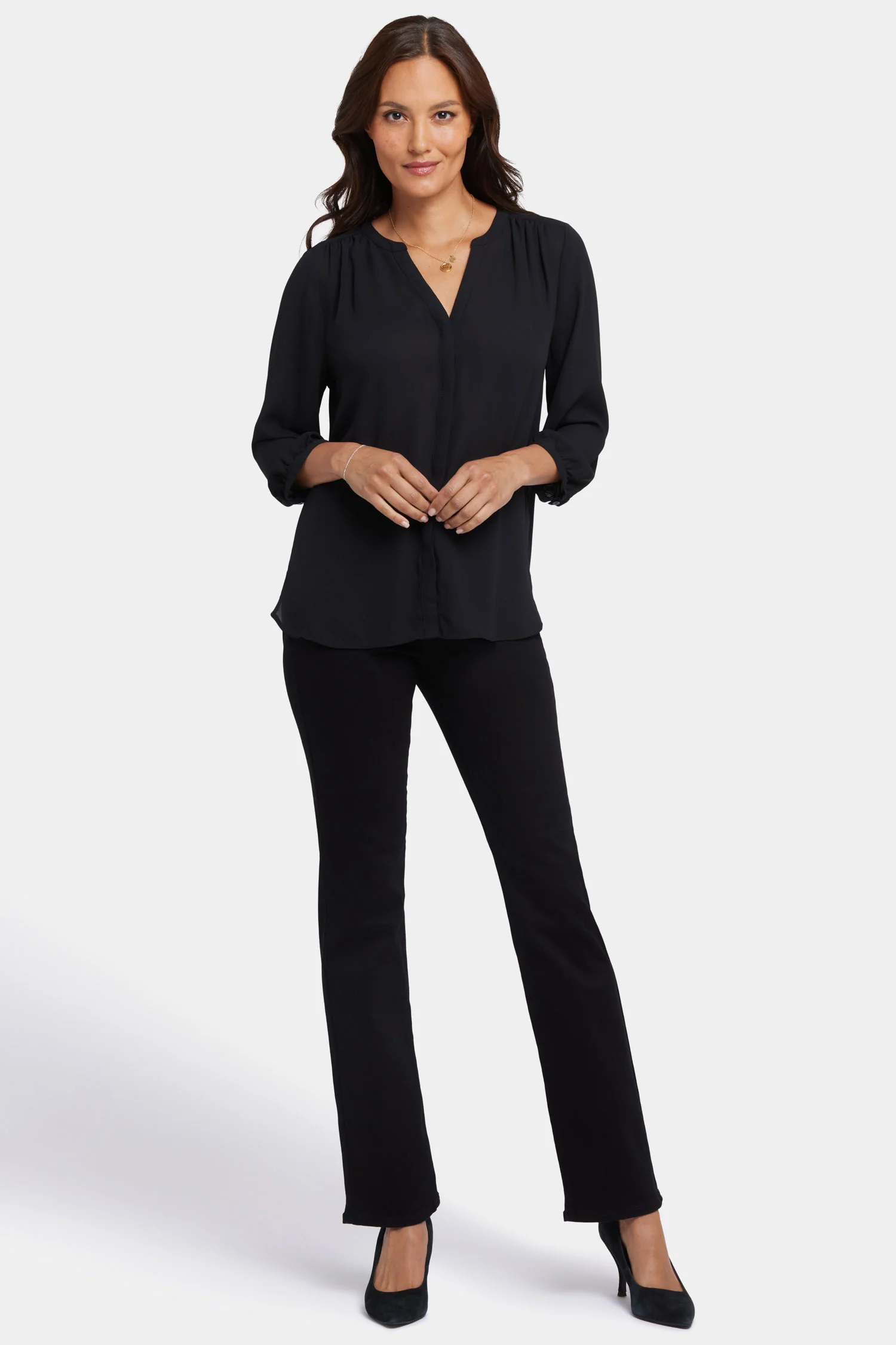 Pintuck Blouse - Black - Image 5
