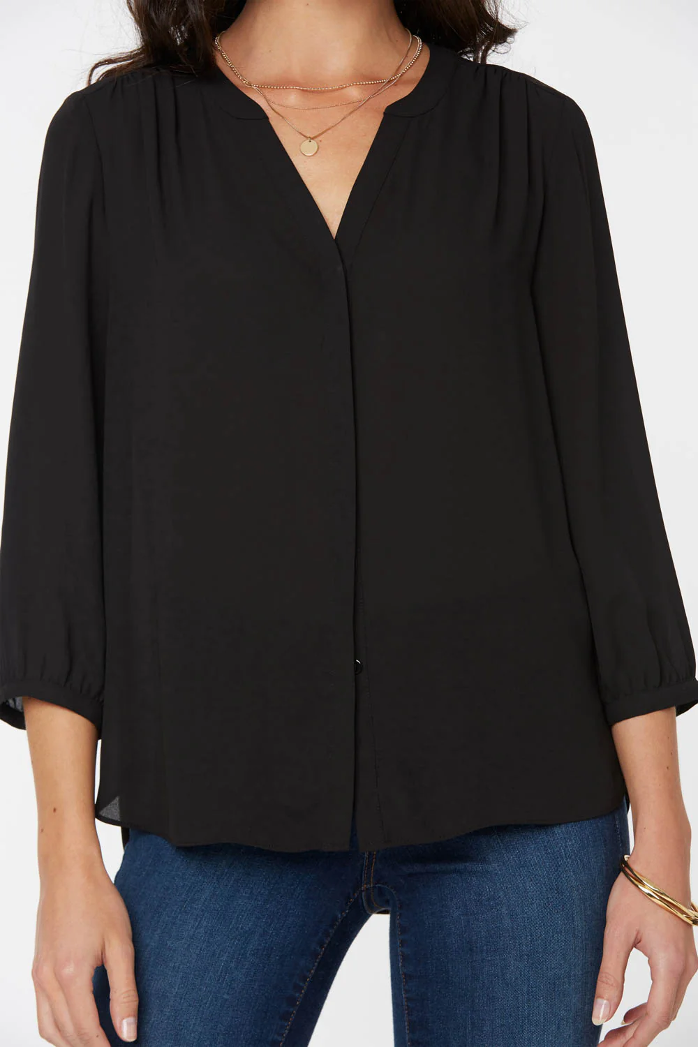 Pintuck Blouse - Black - Image 7