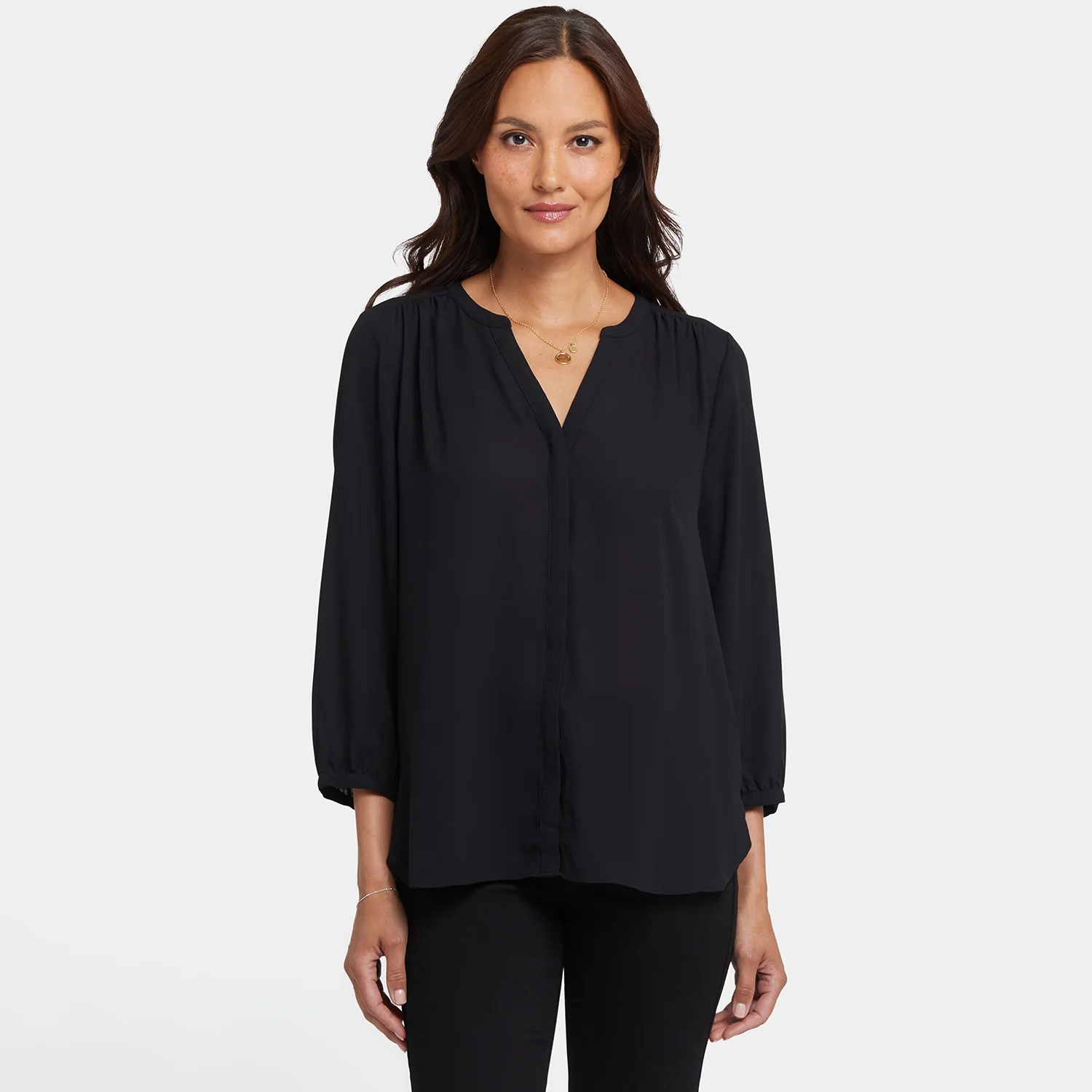 Pintuck Blouse In Petite - Black - Image 7