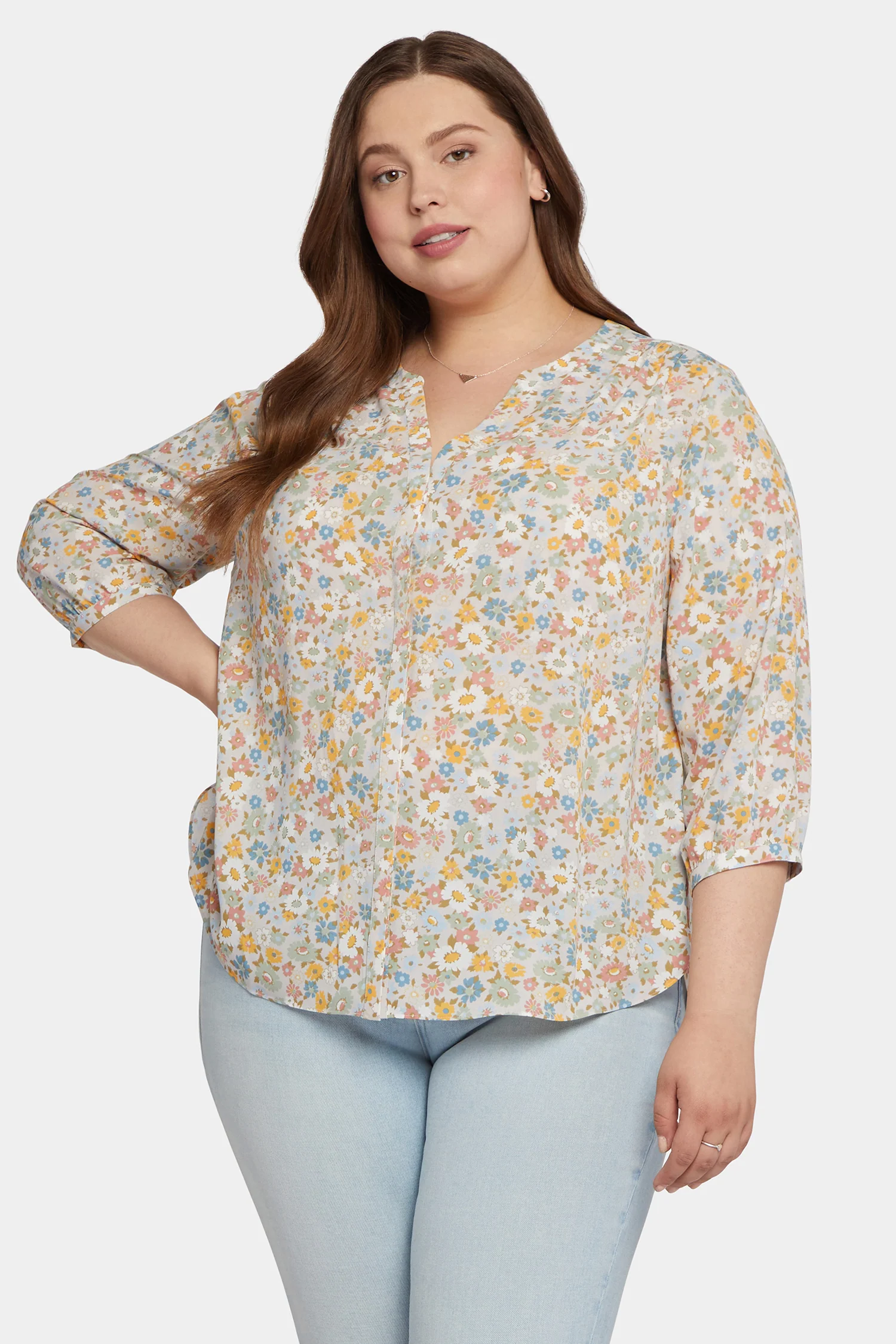 Pintuck Blouse In Plus Size - Angelonia - Image 4