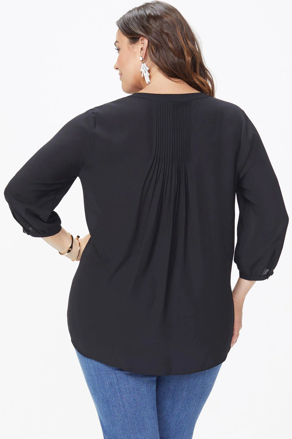 Pintuck Blouse In Plus Size - Black - Image 3
