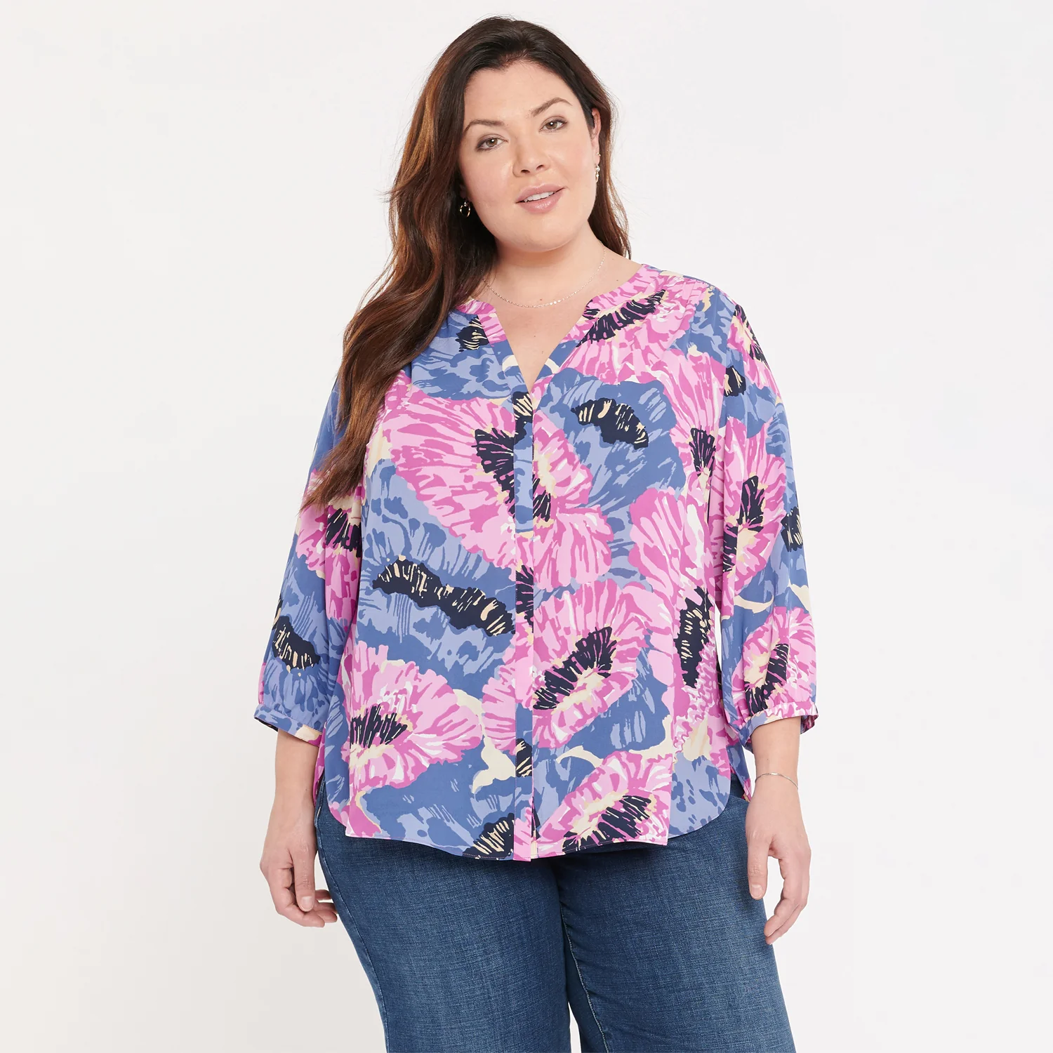 Pintuck Blouse In Plus Size - Cadiz - Image 6