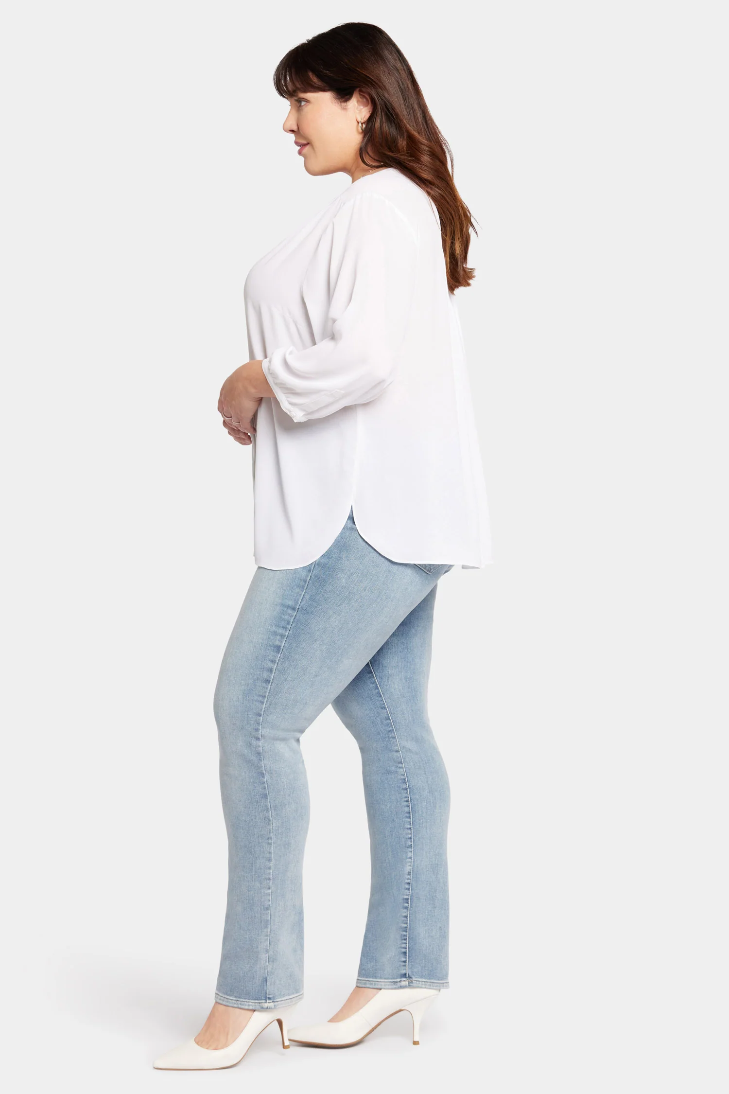 Pintuck Blouse In Plus Size - Optic White - Image 3