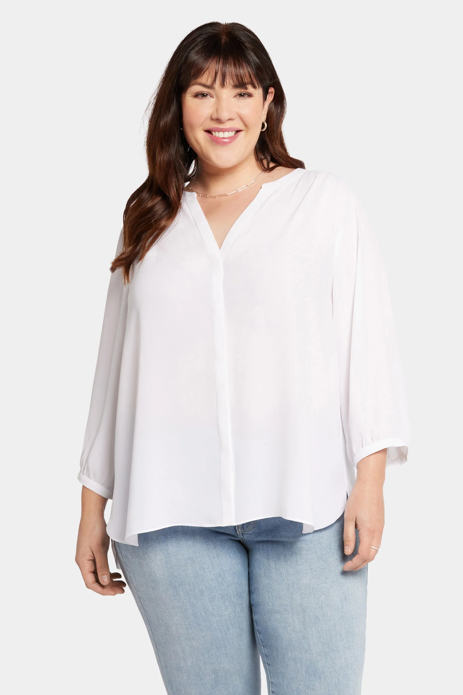 Pintuck Blouse In Plus Size - Optic White - Image 4