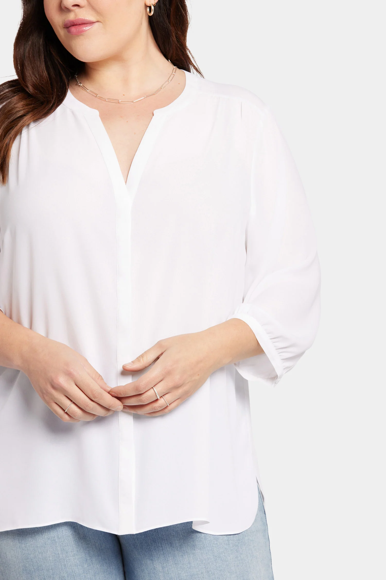 Pintuck Blouse In Plus Size - Optic White - Image 6