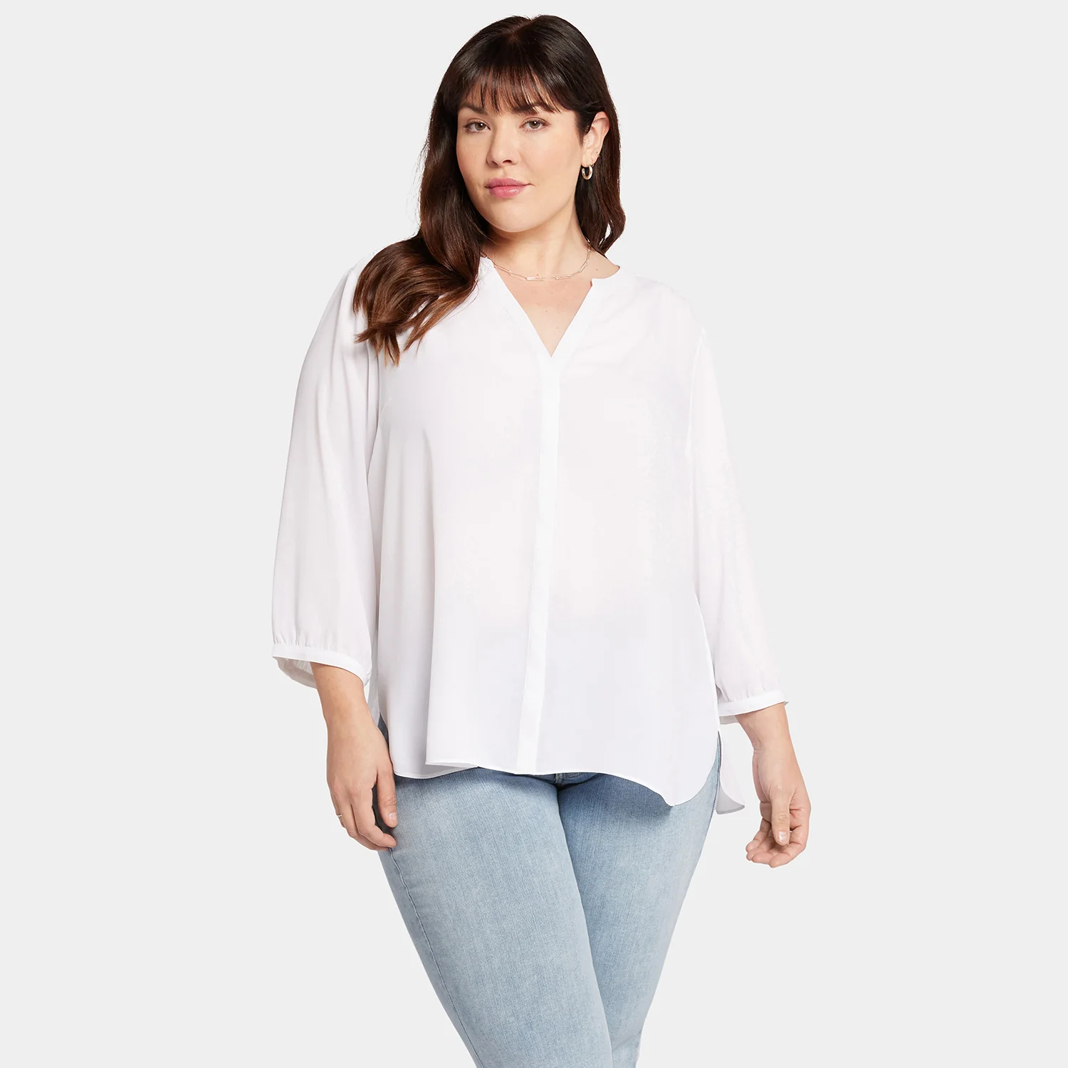 Pintuck Blouse In Plus Size - Optic White - Image 7