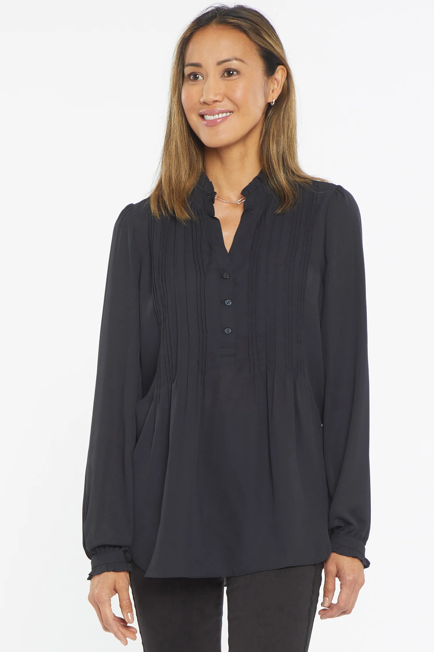 Pleated Front Tunic - Black - Image 4