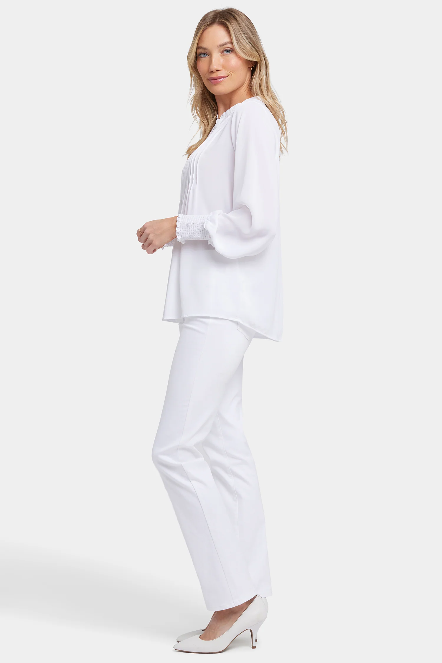 Pleated Peasant Blouse - Optic White - Image 3