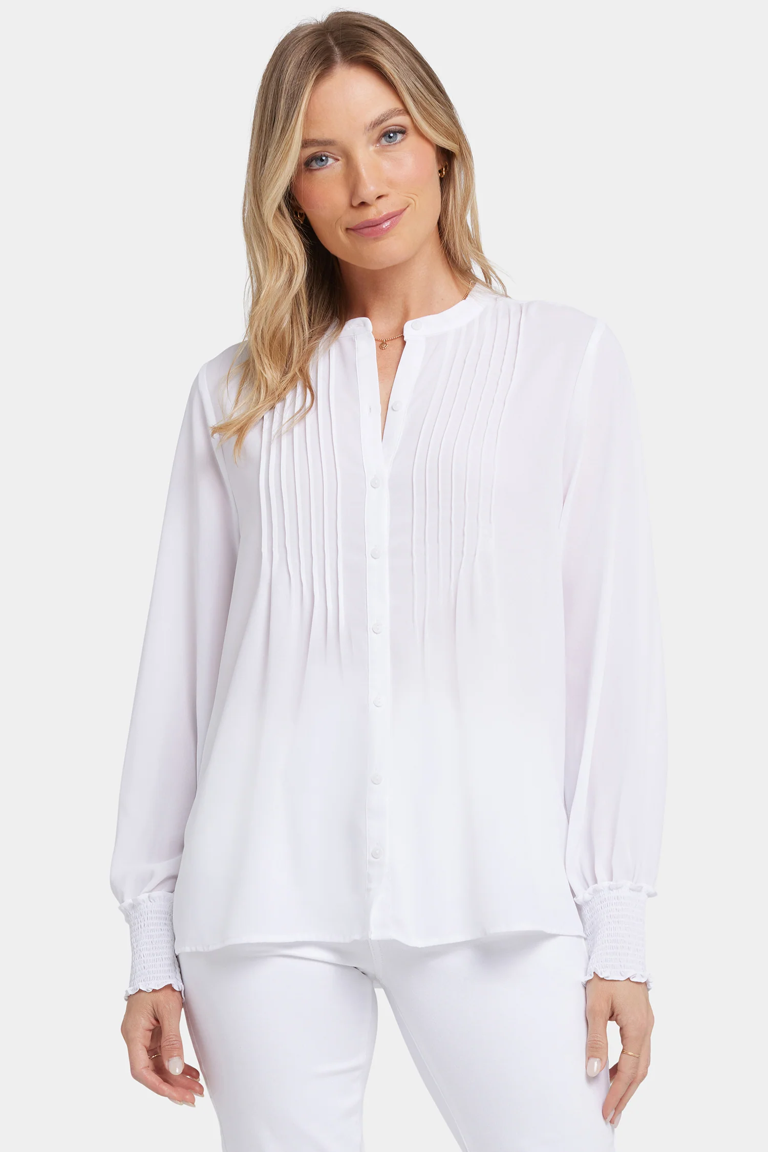 Pleated Peasant Blouse - Optic White - Image 4