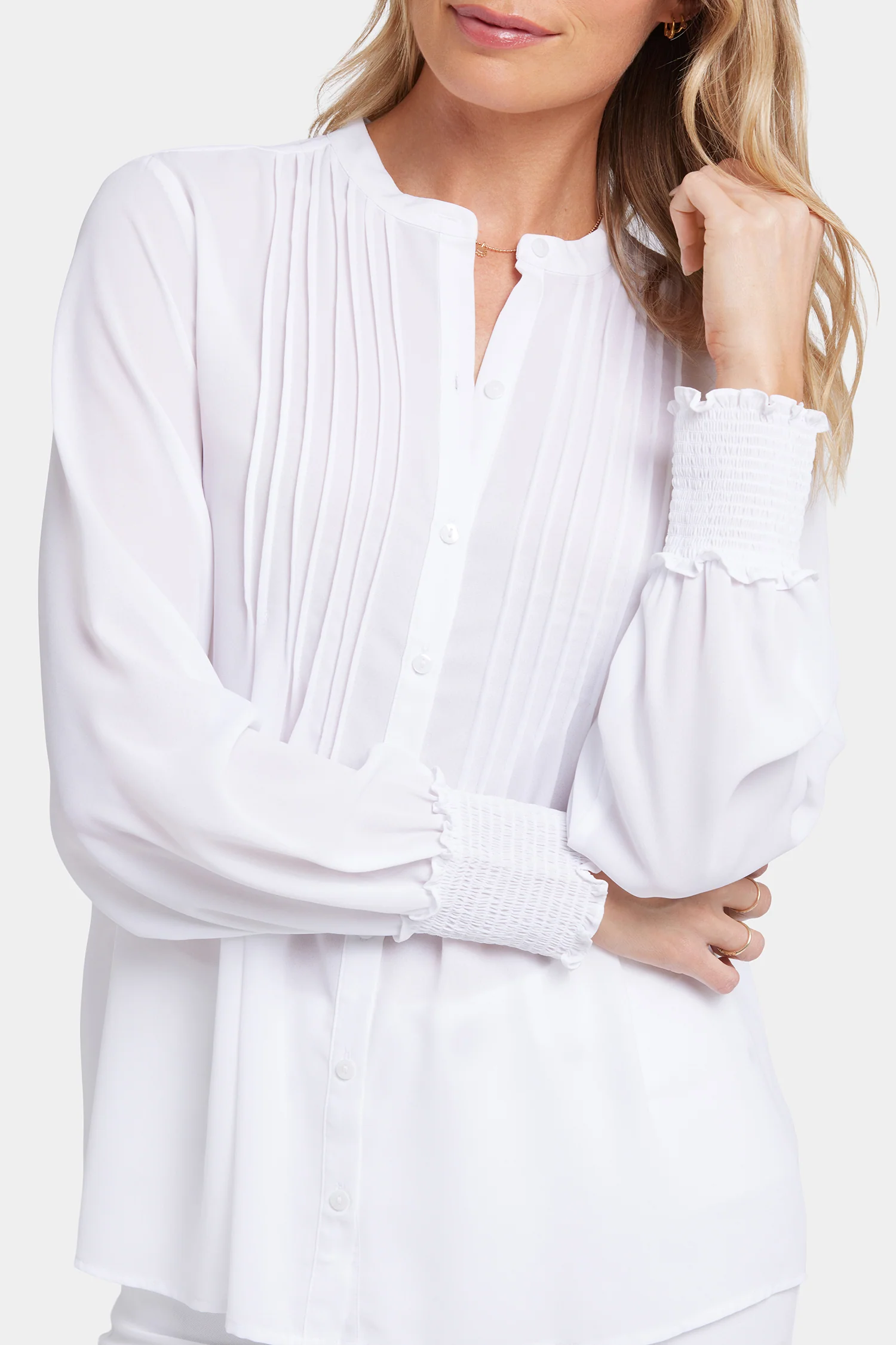 Pleated Peasant Blouse - Optic White - Image 6