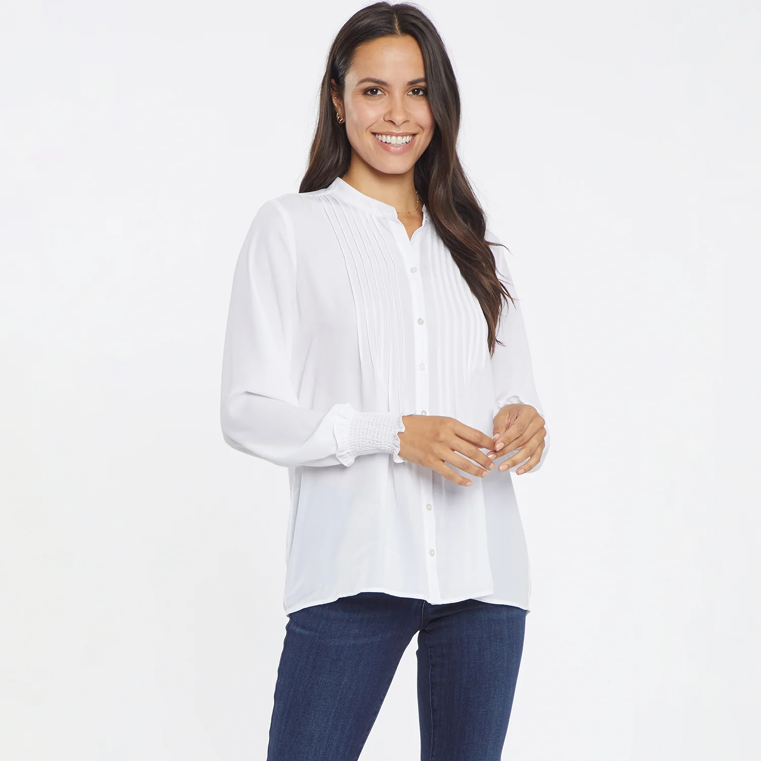 Pleated Peasant Blouse - Optic White - Image 7