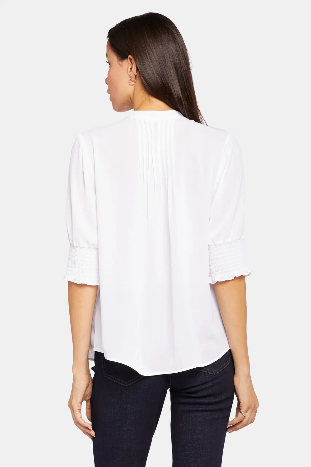 Pleated Short Sleeved Blouse - Optic White - Image 3
