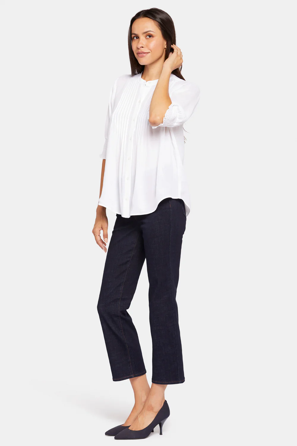 Pleated Short Sleeved Blouse - Optic White - Image 4