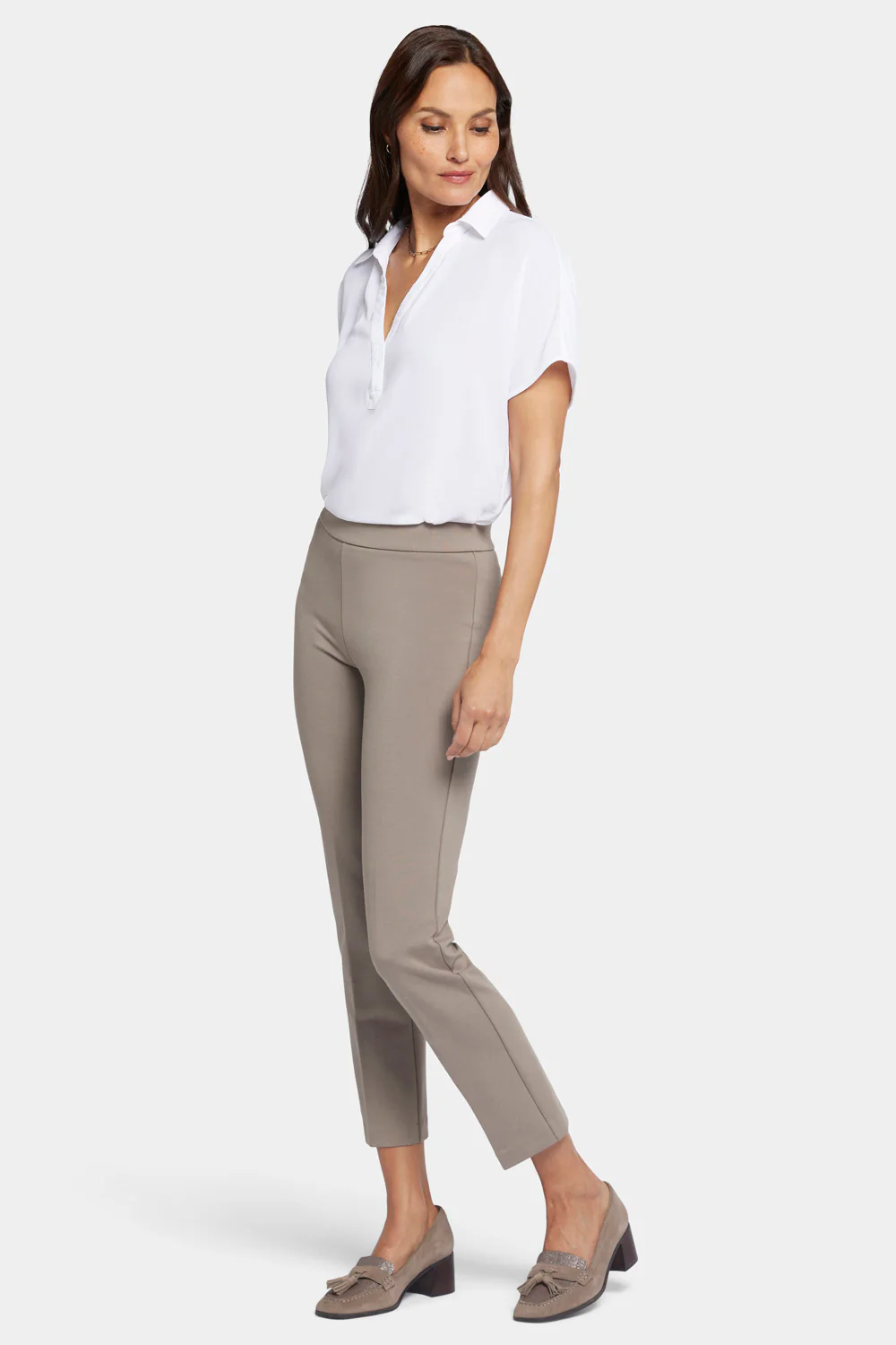 Pull-On Straight Ankle Trouser Pants - Saddlewood - Image 4