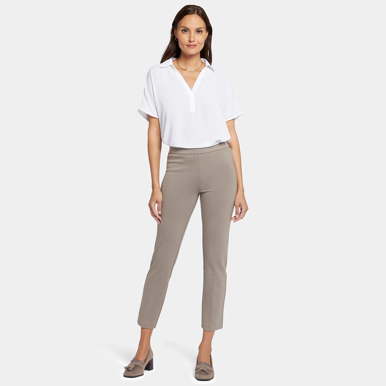 Pull-On Straight Ankle Trouser Pants - Saddlewood - Image 7