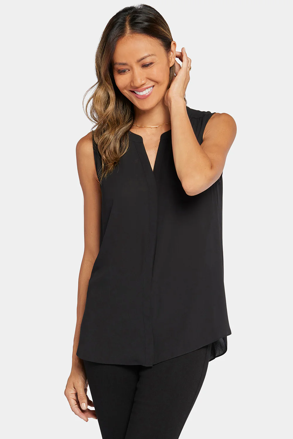 Sleeveless Pintuck Blouse - Black - Image 4