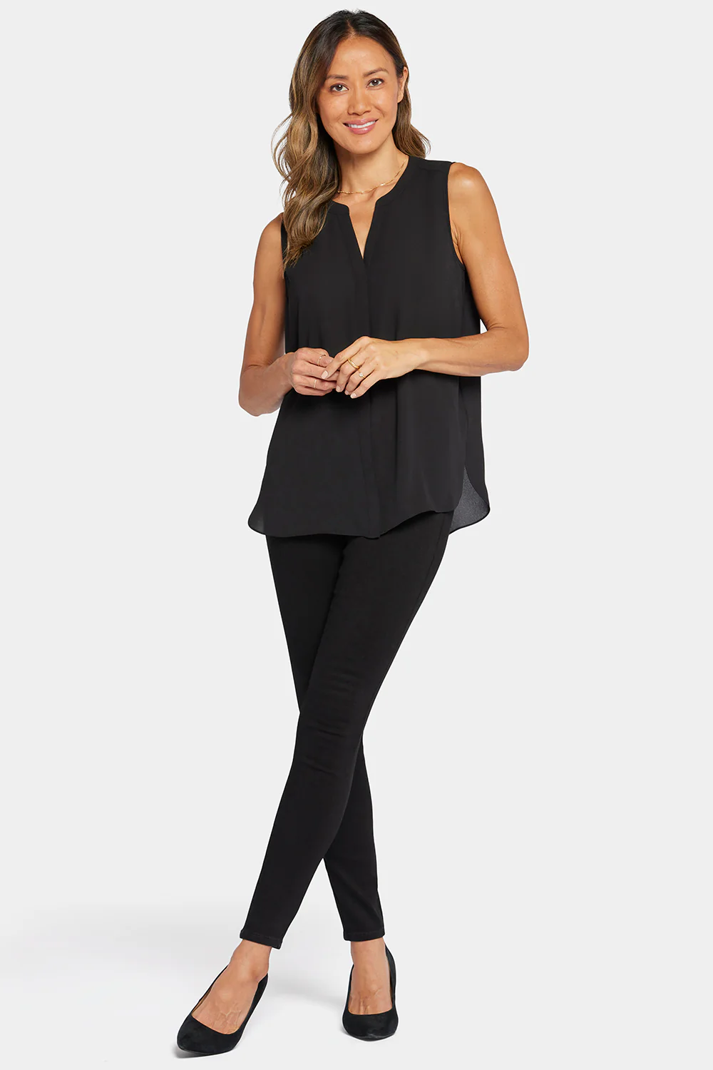 Sleeveless Pintuck Blouse - Black - Image 5