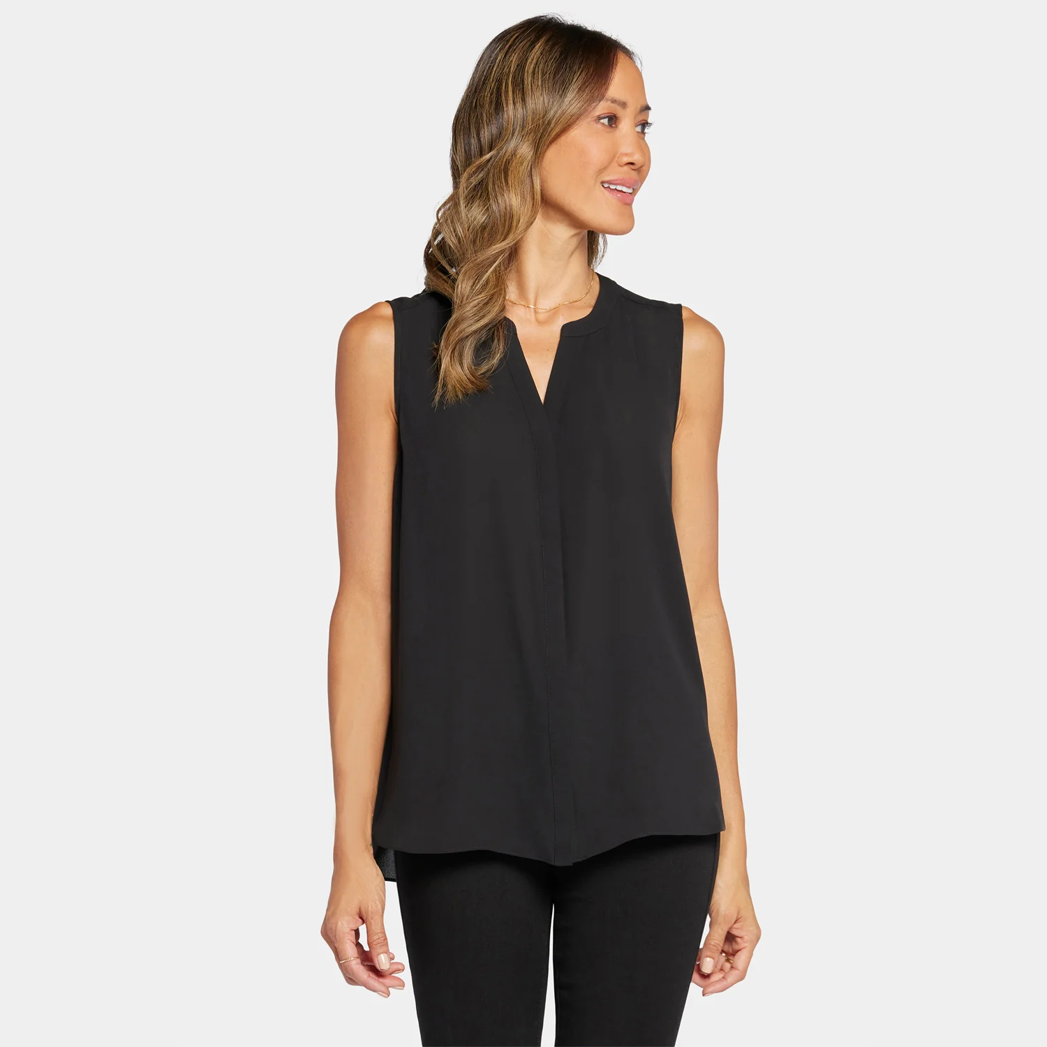 Sleeveless Pintuck Blouse - Black - Image 7